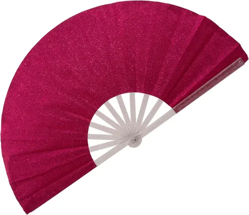Miniatura 22 de 2 ventiladores plegables grandes de mano para hombres y mujeres, abanicos decorativos plegables, accesorios rave, utilizados para bailes, fiestas