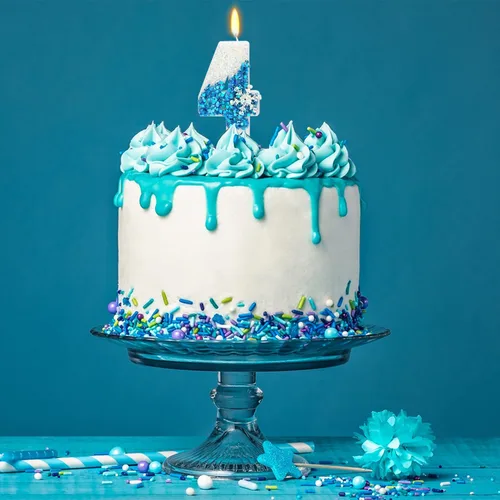 Miniatura 5 de Velas temáticas de cumpleaños de nieve congelada, vela de cumpleaños número 4 para suministros de fiesta, decoración de fiesta de cumpleaños Azul