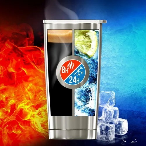 Miniatura 4 de BluePeak Juego de vasos aislados de acero inoxidable al vacío de doble pared, paquete de 2, incluye 2 tapas para sorber, 2 tapas deslizantes a Negro