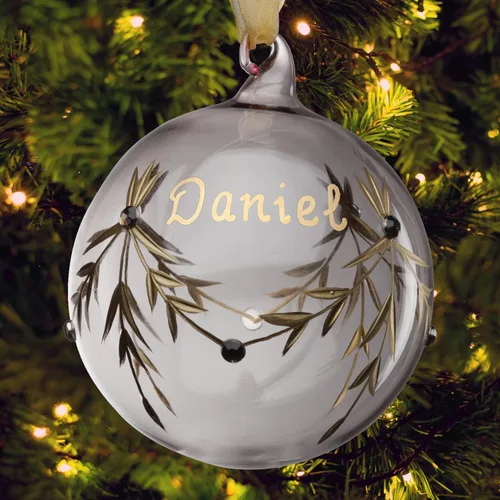 Miniatura 5 de Personalized Planet Adorno de bola de Navidad de piedra natal de cristal con nombre personalizado pintado a mano Abril - Diamante gris