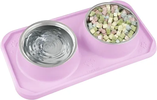 Miniatura 12 de Cuencos para gatos para alimentos y agua, cuencos dobles premium removibles de acero inoxidable con fondo antideslizante y soporte elevado