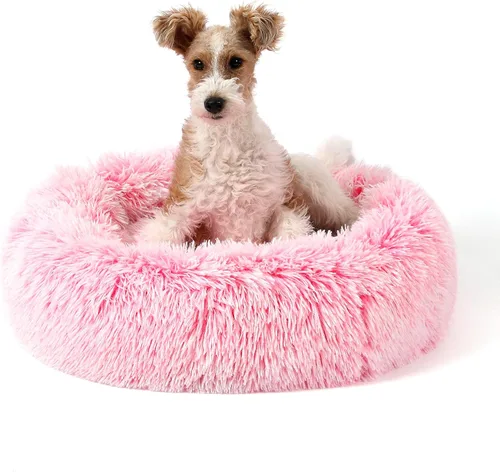 Miniatura 45 de NOYAL Cama Calmante en Forma de Rosquilla para Perros Pequeños a Medianos y Gatos - Cama para Mascotas de Felpa de Piel Sintética Anti-Ansiedad