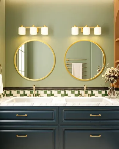 Miniatura 7 de Growsun - Espejo redondo dorado de 24 pulgadas, espejo circular de pared para tocador de baño, entrada o sala de estar con marco de metal