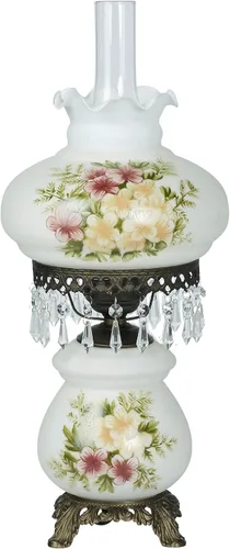 Miniatura 7 de Touch of Class Lámpara de Mesa Beatrice Hurricane Rosa - Estilo Victoriano - Perlas de Cristal, Vidrio - Estética Floral, Rosas - Eléctrica