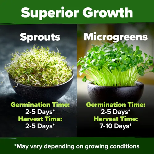 Miniatura 6 de HOME GROWN Mezcla de semillas germinantes de primera calidad, microgreens 118,200 semillas para cultivo en interiores, brócoli, alfalfa, rábano