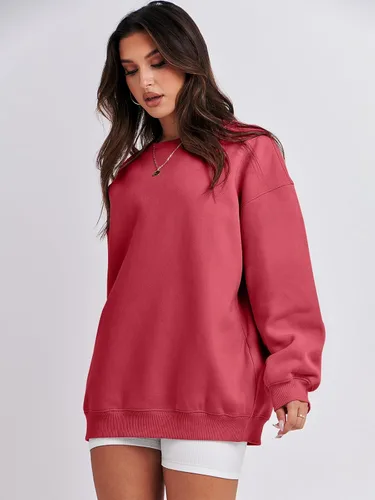 Miniatura 3 de ANRABESS Sudaderas de gran tamaño con capucha para mujer, cuello redondo, sin botones, ropa casual de otoño, ropa de preparación, adolescentes