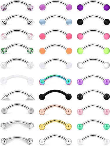 Miniatura 4 de SCERRING 16G Anillos de cejas transparentes CZ Tragus Helix Rook Daith Pendientes Lip Ring Barbell Body Piercing Jewelry Retainer 0.236 in 0.315 in