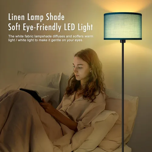 Miniatura 6 de Lámpara de pie negra, lámpara de pie LED de 58 pulgadas de alto, lámparas de sala de estar simples con pantalla, interruptor de pedal de pie
