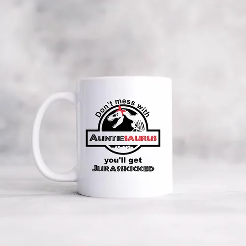 Miniatura 7 de Taza de café con texto en inglés «Don't Mess With Auntiesaurus You'll Get Jurasskicked» Best Funny New Aunt Gifts Coffee Mug Good Ideas From Niece