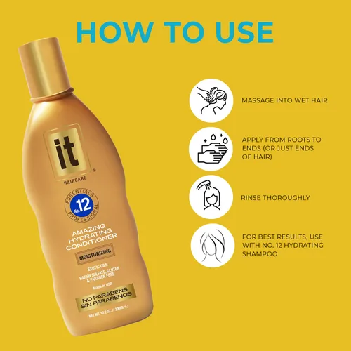 Miniatura 4 de IT Essentials No. 12 Amazing Hydrating Conditioner Professional: todo tipo de cabello infundido con aceite de abisinio y aceite de girasol