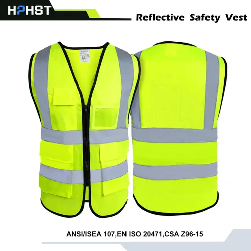 Miniatura 4 de 5 Pockets High Visibility Reflective Safety Vest,Zipper Front, Meets ANSI/ISEA Standards