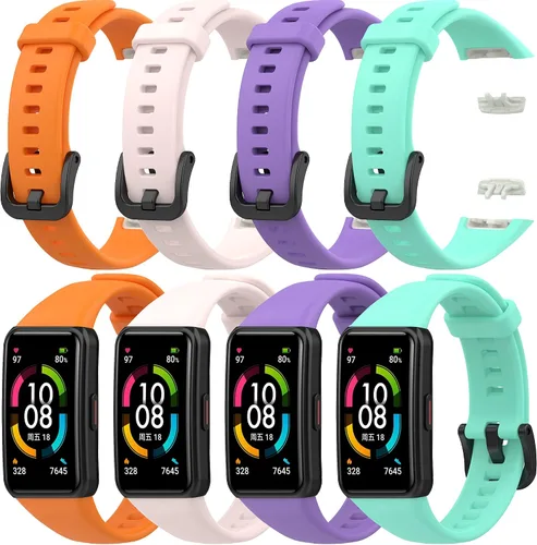 ECSEM Correas de TPU compatibles con Huawei Honor Band 6 correas de liberación rápida pulsera de repuesto impermeable correa de reloj, multicolor,