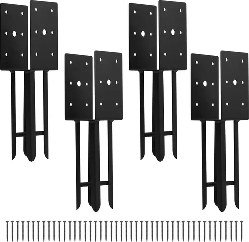 Anclaje para poste de valla de hormigón húmedo de 4 x 4 pulgadas, 4 piezas (diámetro interior de 3.6 x 3.6 pulgadas), soporte de poste de valla en