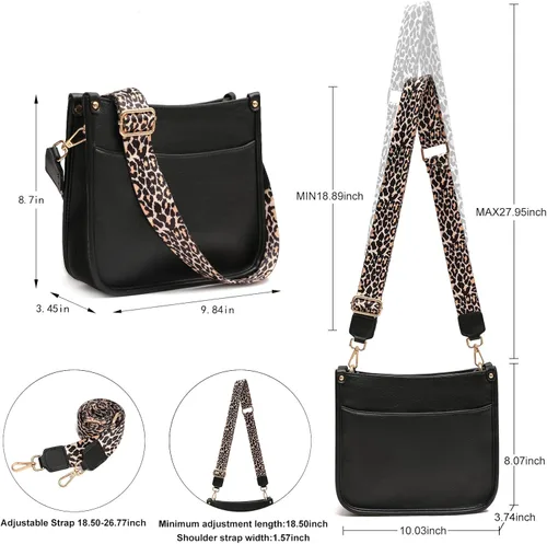 Miniatura 2 de KOGTLA Women's Crossbody Shoulder Bag with Leopard Guitar Strap,Vegan Faux Leather Purse Handbag Bucket Tote Bag