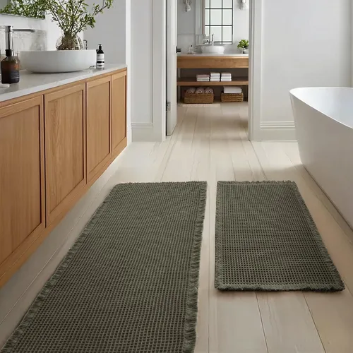 Miniatura 23 de JIUZHEN Tapete de Baño Mejorado con Diseño de Gofre Súper Absorbente Tapetes de Baño Antideslizantes Alfombras de Baño Lavables a Máquina de Secado