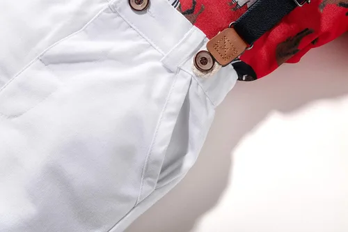 Miniatura 5 de Kimocat Traje de caballero para bebé, camisa de algodón con corbatín, overoles de 3 piezas