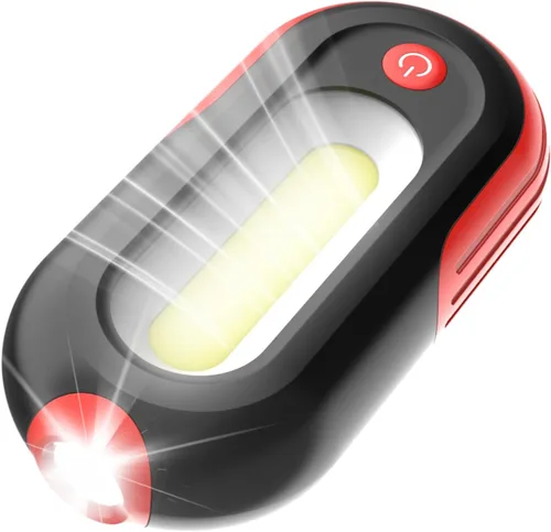 Luz de trabajo magnética recargable, luz de trabajo LED de 400 lm con reflector y proyector COB, 5 modos, tiempo de ejecución de 3 a 7 horas,