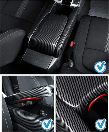 Miniatura 4 de Ruiya Accesorios de fibra de carbono para Honda Civic de 10ª generación, diseño de fibra de carbono, funda para reposabrazos Honda Civic 10ª