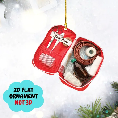 Miniatura 2 de Adorno de Navidad paramédico EMS personalizado, decoración de árbol con nombre personalizado para socorristas, profesionales médicos, regalo