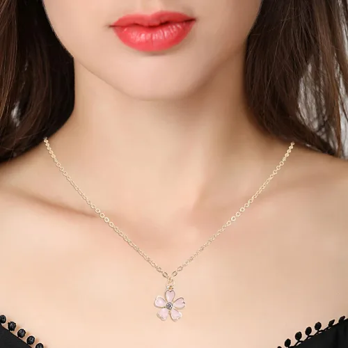 Miniatura 5 de Juego de collar y aretes con colgante de rama de cerezo con diamantes de imitación, joyería de boda para mujeres y niñas