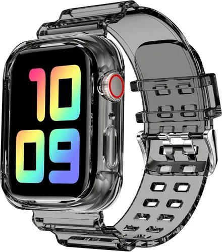 Miniatura 43 de DABAOZA - Correa compatible con Apple Watch de 49 mm, 46 mm, 45 mm, 44 mm, 42 mm, 41 mm, 40 mm, 38 mm, con protector, correa de TPU brillante