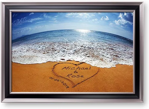 Miniatura 183 de Arte enmarcado de vacaciones con nombres de pareja en sillas de cubierta, regalo de amor perfecto para aniversario, boda. Con diferentes estilos