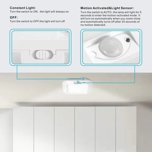 Miniatura 4 de LINEWAY Luz de techo con sensor de movimiento - Luz LED activada por movimiento para interiores, 6000K, 180LM, funciona con batería para armario