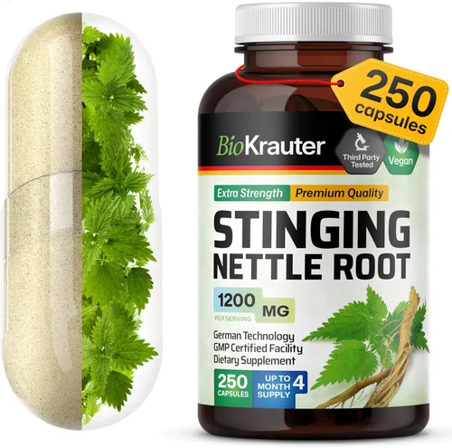 Miniatura 10 de Raíz de ortiga picante 100 cápsulas, 1000 mg por porción, raíz orgánica de ortiga (Urtica Dioica)