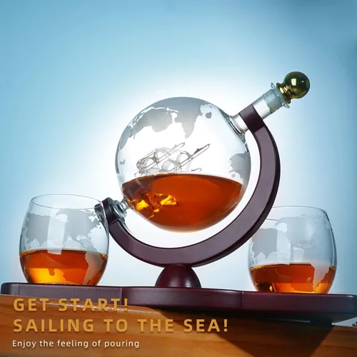 Miniatura 2 de Regalos para hombres, papá, marido de esposa, hija, hijo, juego de decantador de whisky en forma de globo con 2 vasos, regalos únicos de Navidad