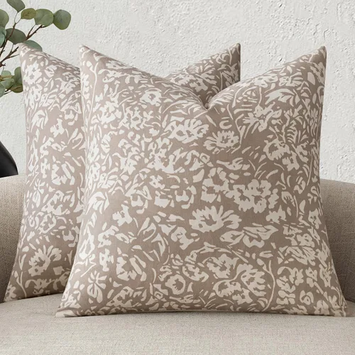 Miniatura 10 de MIULEE Fundas de almohada florales 18x18, juego de 2 fundas de almohada decorativas modernas de lino, fundas de almohada neutras de estilo granja