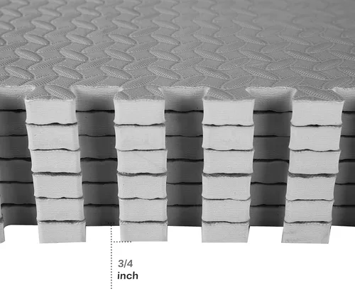Miniatura 4 de Signature Fitness Esterilla de ejercicio de rompecabezas con azulejos entrelazados de espuma EVA Gris