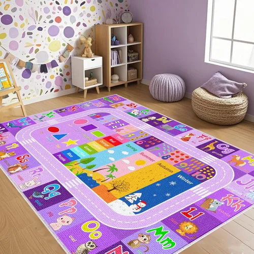 Miniatura 14 de BATATADOCE Alfombra de alfabeto para salón de clases - Alfombras ABC para sala de juegos de niños, alfombra educativa para aprender el alfabeto