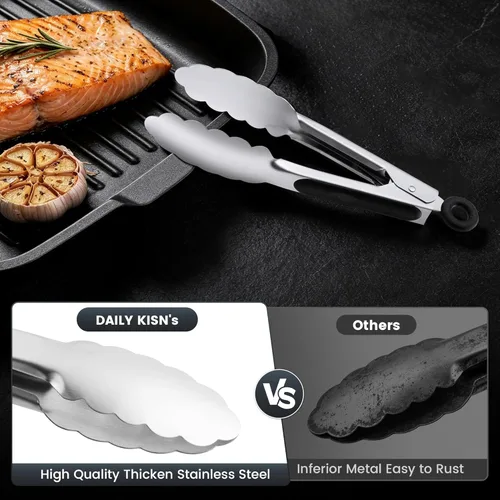 Miniatura 3 de Juego de 3 pinzas de cocina pequeñas de 7 pulgadas, pinzas de hielo de acero inoxidable, pinzas para alimentos, mini pinzas para servir aperitivos