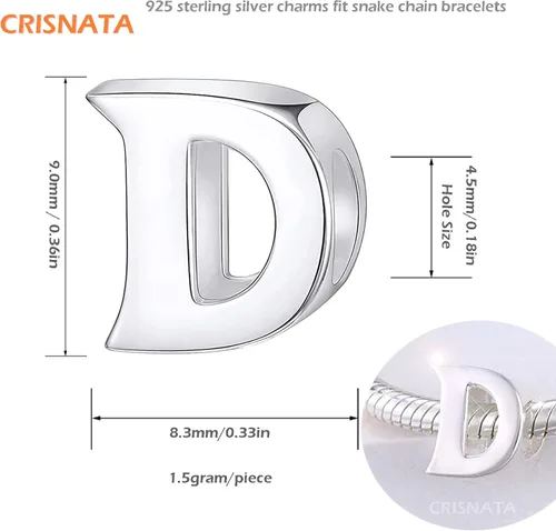 Miniatura 2 de 26 dijes de letras, cuentas de plata de ley 925 pulida con inicial del alfabeto A-Z, se adapta a pulseras con nombre europeo, regalo para madre