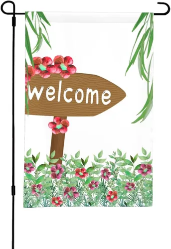 Miniatura 15 de Bandera de jardín con patrón de flores de girasol amarillo, rojo y azul rosa, floral, margarita blanca, flor morada, poliéster de doble cara