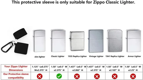 Miniatura 4 de Funda de silicona para encendedor Zippo clásico, funda protectora antipérdida, funda de goma para la piel, accesorios con mosquetón de metal, Negro
