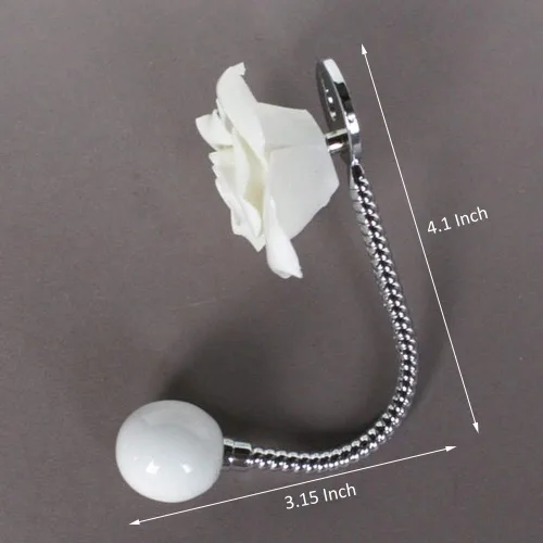 Miniatura 3 de Hermoso Gancho de Pared de Cerámica Floral 3D, Gancho Decorativo de Cromo para Bata, Bufanda, Bolso, Toalla, Sombrero, etc. para Cocina, Baño, Rosa