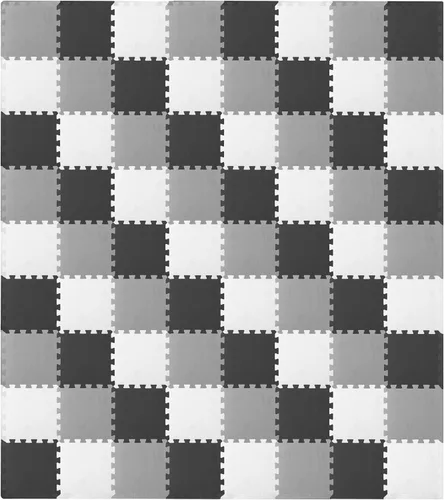 Miniatura 12 de ProSource Alfombra de espuma para rompecabezas para niños y bebés con colores sólidos, 36 o 16 azulejos encajables con bordes, Negro/Gris/Blanco
