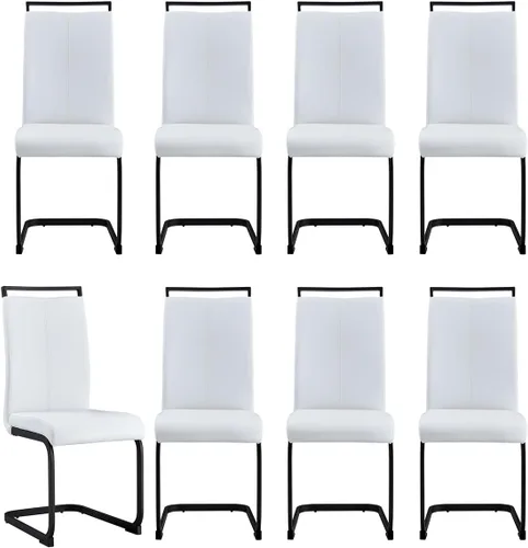Miniatura 16 de gopop Juego de sillas de comedor, sillas modernas de metal con asiento acolchado de piel sintética, respaldo alto y patas cromadas resistentes, claro