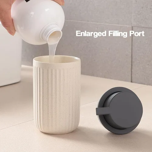 Miniatura 5 de Dispensador de jabón espumoso, dispensador de jabón líquido de espuma de cerámica para baño, dispensador de jabón de loción recargable de 12 onzas