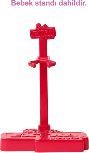 Miniatura 6 de Barbie Extra Minis Muñeca #4 (5.5 pulgadas) Vistiendo Moda Morada Esponjosa, con Soporte para Muñeca y Accesorios Incluyendo Orejas de Osito y Gafas