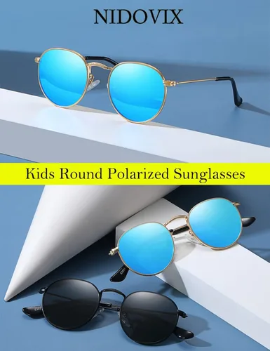 Miniatura 5 de Gafas de sol polarizadas para niños marco de metal clásico para bebés niños y niñas de 0 a 18 años tres tamaños 100 protección UV