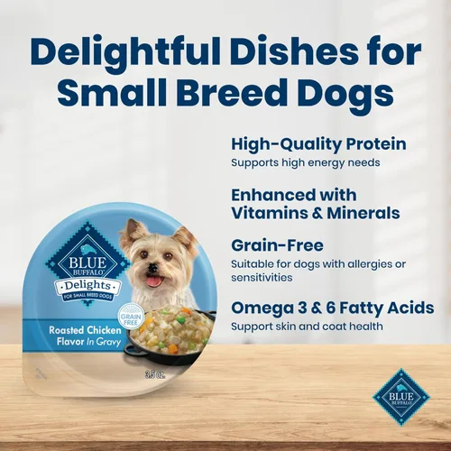 Miniatura 3 de Blue Buffalo Delicias Copa de alimentos de perro mojada de la raza pequeña adulta natural, sabor de pollo asado en salsa abundante 3.5-oz
