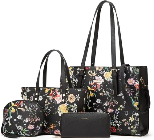 Miniatura 165 de Juego de 4 bolsas modernos para mujer de cuero sintético: bolso tote, bolso de hombro, bolso de mano y cartera.