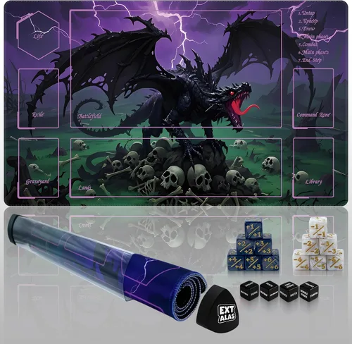Miniatura 26 de Tapete MTG TCG -Incluye tubo de almacenamiento y 7 dados-¡Experimenta calidad de primer nivel y alfombrilla impermeable y antideslizante con bloqueo