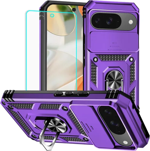 Miniatura 40 de HNHYGETE Funda para Pixel 6a con protector de pantalla HD, soporte giratorio de grado militar de 360° (resistente) a prueba de golpes para Google