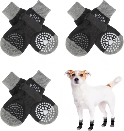 Miniatura 9 de SCENEREAL 6 piezas de calcetines antideslizantes para perros para prevenir lamido de patas para pavimento caliente/frío, calcetines de agarre