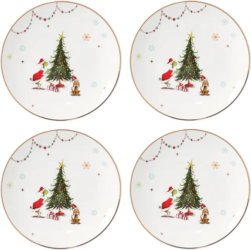 Miniatura 6 de Lenox 896338 Tarro de dulces cubierto con texto en inglés "Merry Grinchmas", decoración navideña y festiva