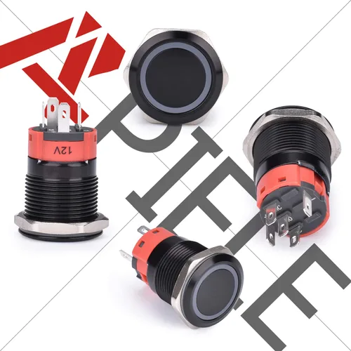 Miniatura 3 de APIELE Interruptor momentáneo de botón de encendido y apagado de 0.748 in de aleación de aluminio con cabezal de ojo de ángel LED de 12 V