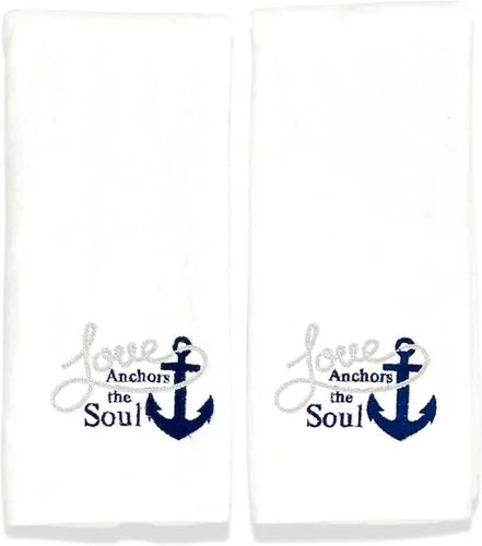 Miniatura 8 de Serafina Home Toallas de mano náuticas para huéspedes: Coastal Love Anchors The Soul, 2 piezas suaves y absorbentes